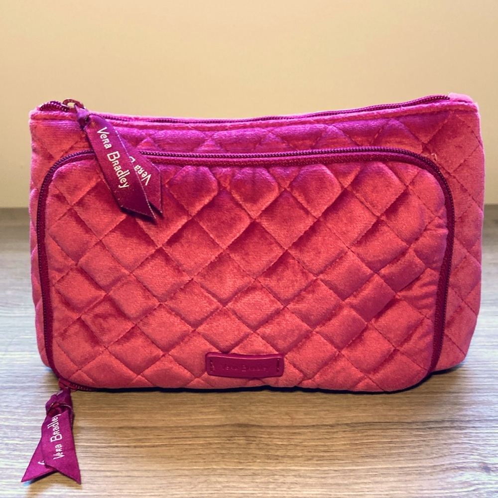 Vera Bradley quilted velvet compact organizer pouch